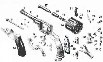 Lučík na ruský revolver Nagant M1895, original